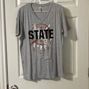 Oklahoma State University short sleeve heather grey v neck T-shirt OSU Cowboys